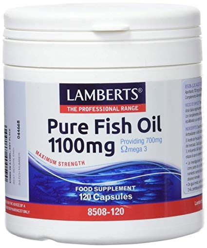 LAMBERTS Omega 3 Óleo de peixe puro 1100mg, 120 cápsulas.