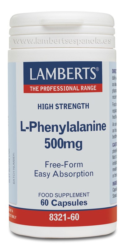 LAMBERTS L-Fenilalanina 500 mg, 60 cápsulas.