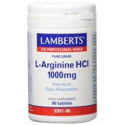 LAMBERTS L-Arginina HCI 1000 mg, 90 comprimidos.