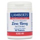 LAMBERTS Zinco 15 mg, 90 comprimidos.