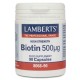LAMBERTS Biotina 500 μg, 90 cápsulas.