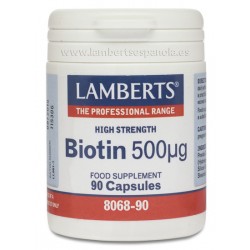 LAMBERTS Biotina 500 μg, 90 cápsulas.