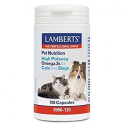 LAMBERTS Omega 3 High Potency Cães e Gatos, 120 cápsulas.