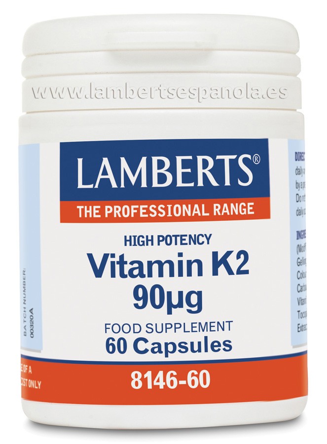 LAMBERTS Vitamina K2 90 mcg, 60 cápsulas.