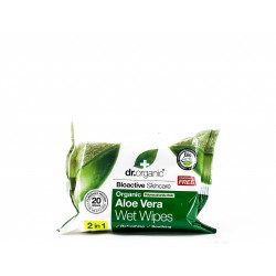 Dr Organic Aloe Vera Wet Wipes, 20 toalhetes.