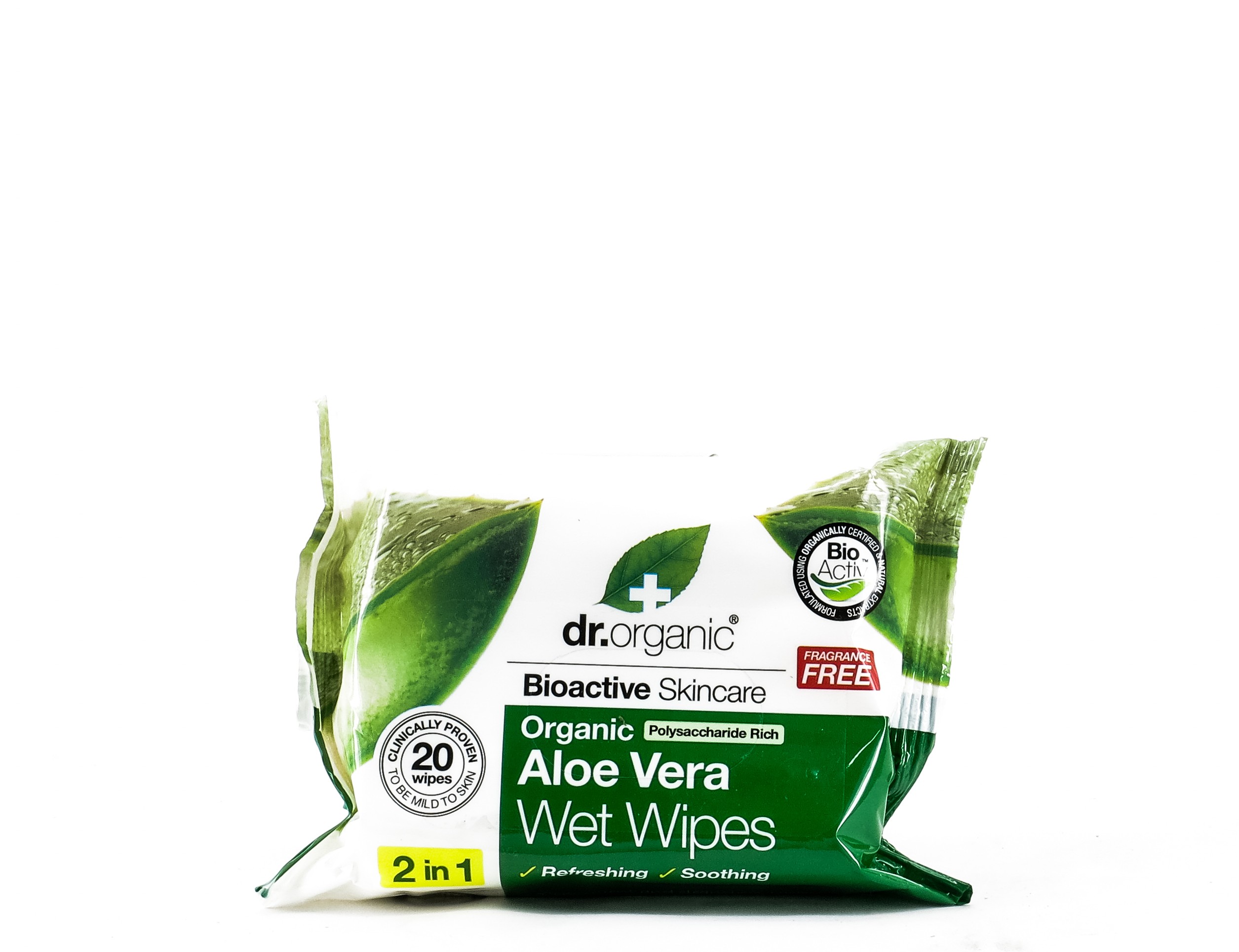 Dr Organic Aloe Vera Wet Wipes, 20 toalhetes.