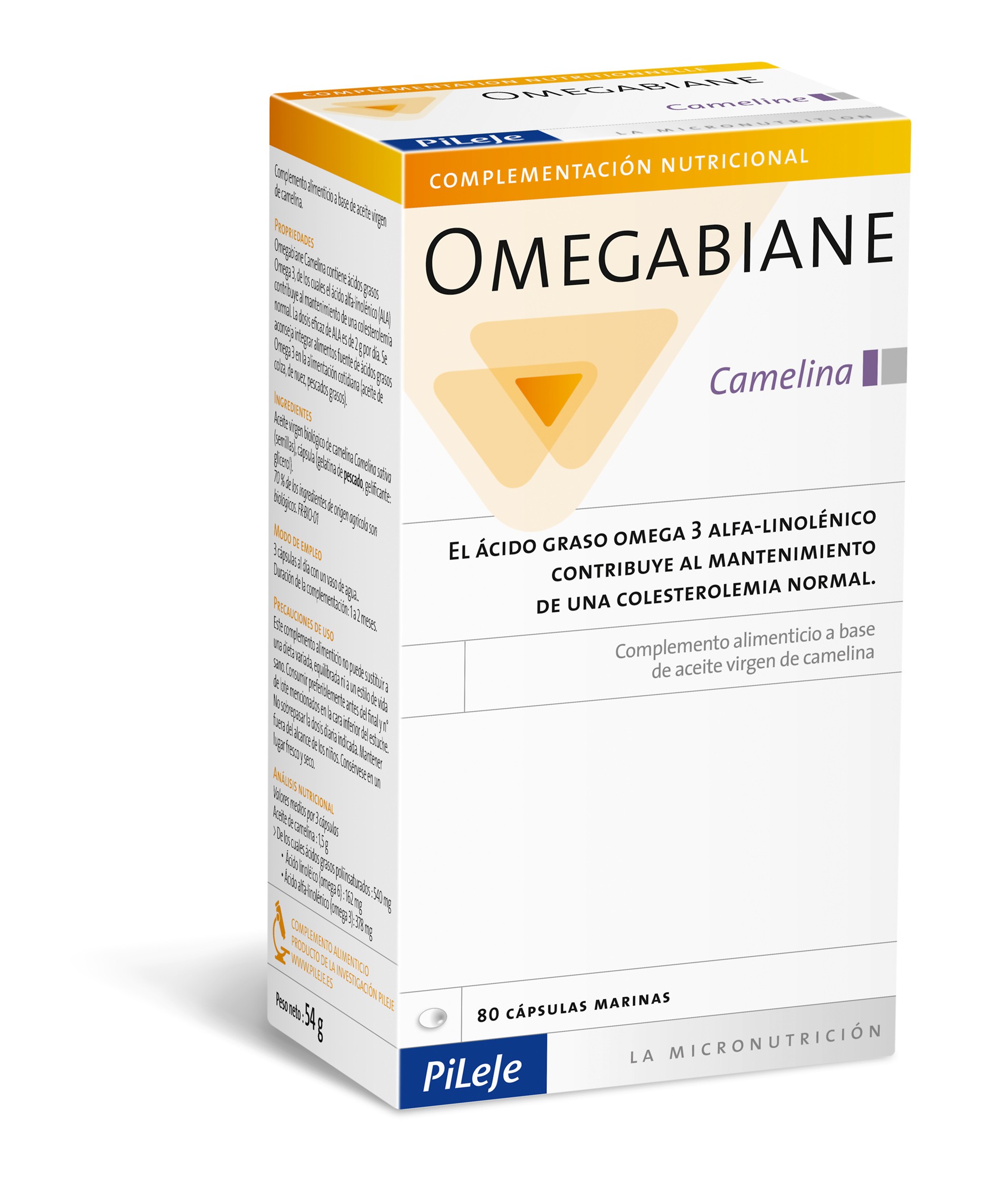 Pileje Omegabiane Camelina, 80 cápsulas.