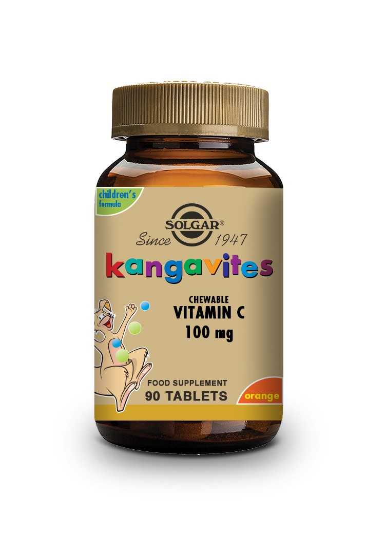 Solgar Kangavites Vit C 100 mg, 90 comprimidos mastigáveis.