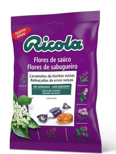 Ricola caramelo, sabor sabugueiro com Stevia, 70g.