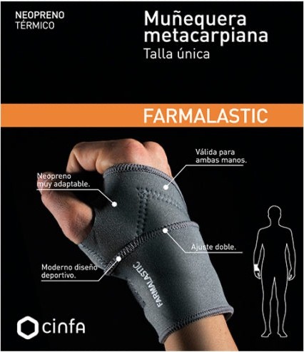 Pulseira metacarpal de neoprene farmalástico, 1 unidade.