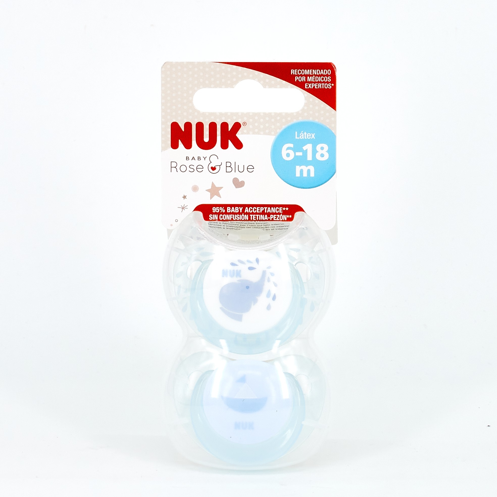 NUK Blue Latex Chupeta T2, 2 unid.