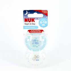 NUK Chupeta de silicone Night T2, 2 unid.