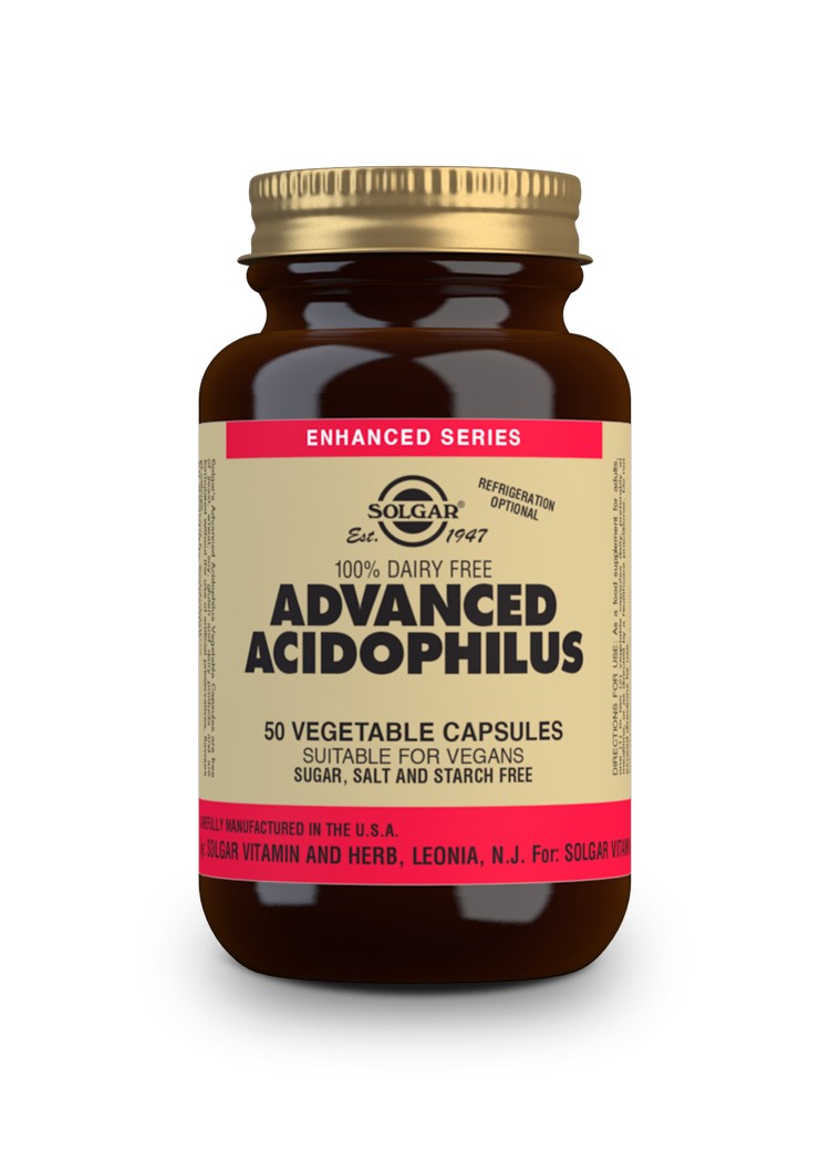 Solgar Advanced Acidophilus (Não Lácteos), 50 Cápsulas Vegetarianas.