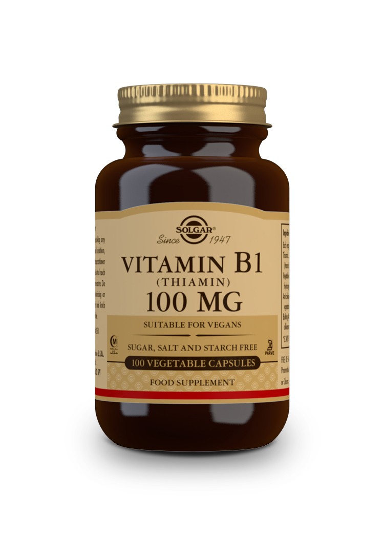 Solgar Vit B1 (tiamina) 100 mg, 100 cápsulas vegetarianas.