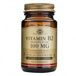 Solgar Vit B2 (Riboflavina) 100 mg, 100 Cápsulas Vegetarianas.