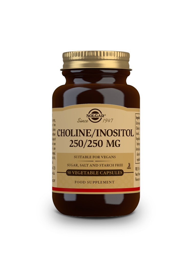 Solgar colina / Inositol 250/250 mg, 50 cápsulas vegetarianas.