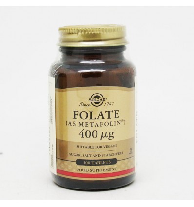 Solgar Folate (como Metafolin) 400 mcg, 50 comprimidos.