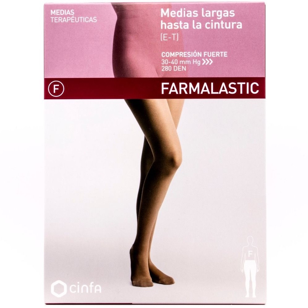 Farmalastic Long Cintura Collants Forte Compressão Bege, T-2. F