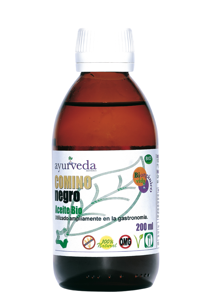 Ayurveda Óleo de Cominho Preto Puro Orgânico, 200 ml