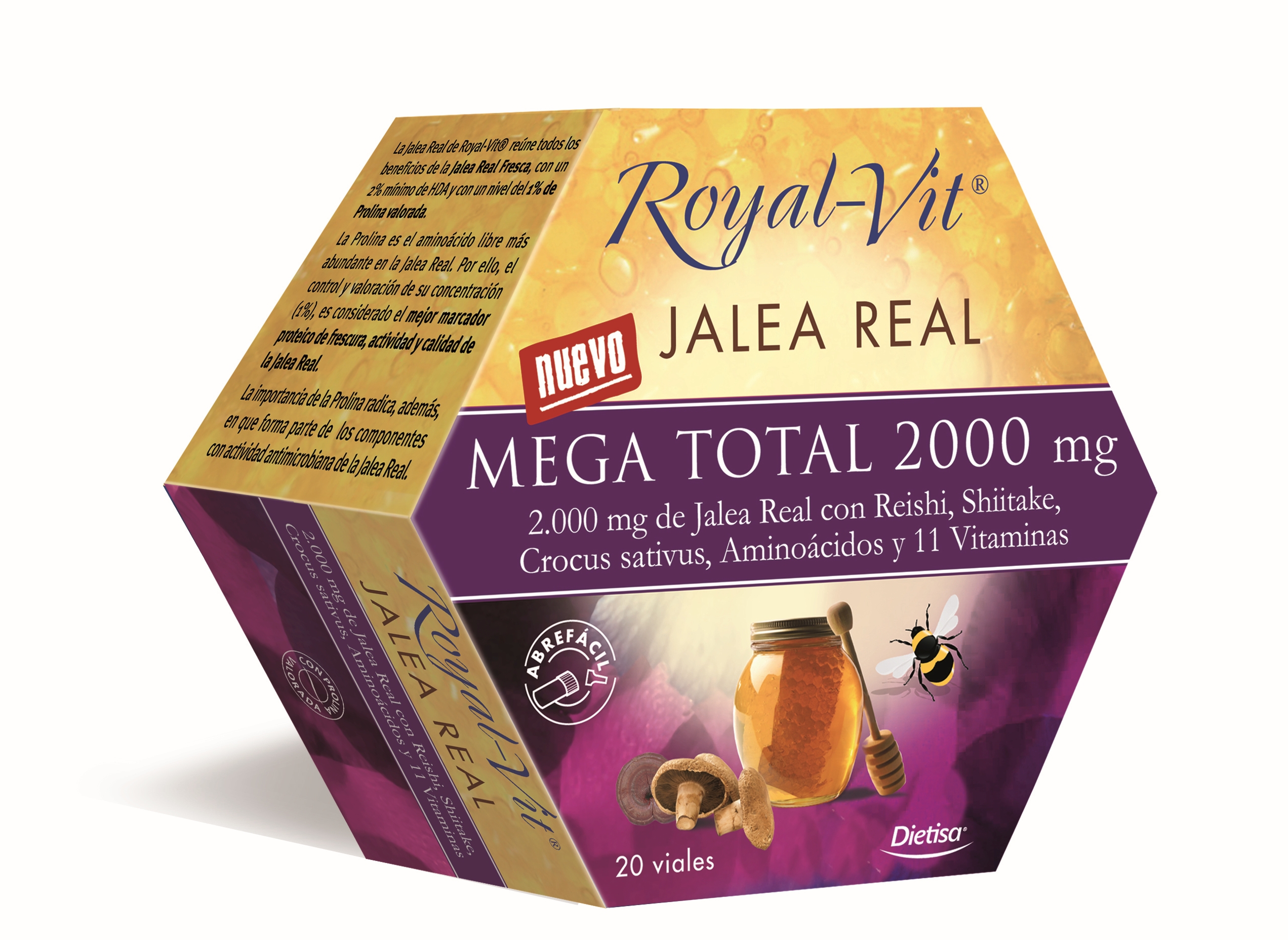 Royal Vit Royal Jelly Mega Total 2000mg, 20 frascos para injetáveis