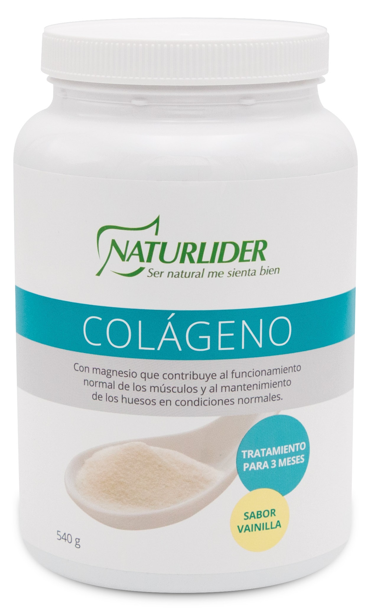 Colágeno NaturLider com sabor a baunilha de magnésio, 540 g
