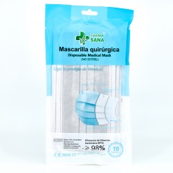 Máscara cirúrgica adulto cinza, 10 pcs.