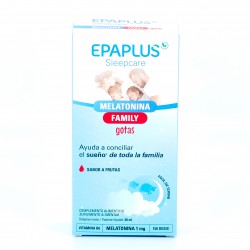 Epaplus Sleepcare Melatonina Family gotas sabor a frutas, 30 ml.
