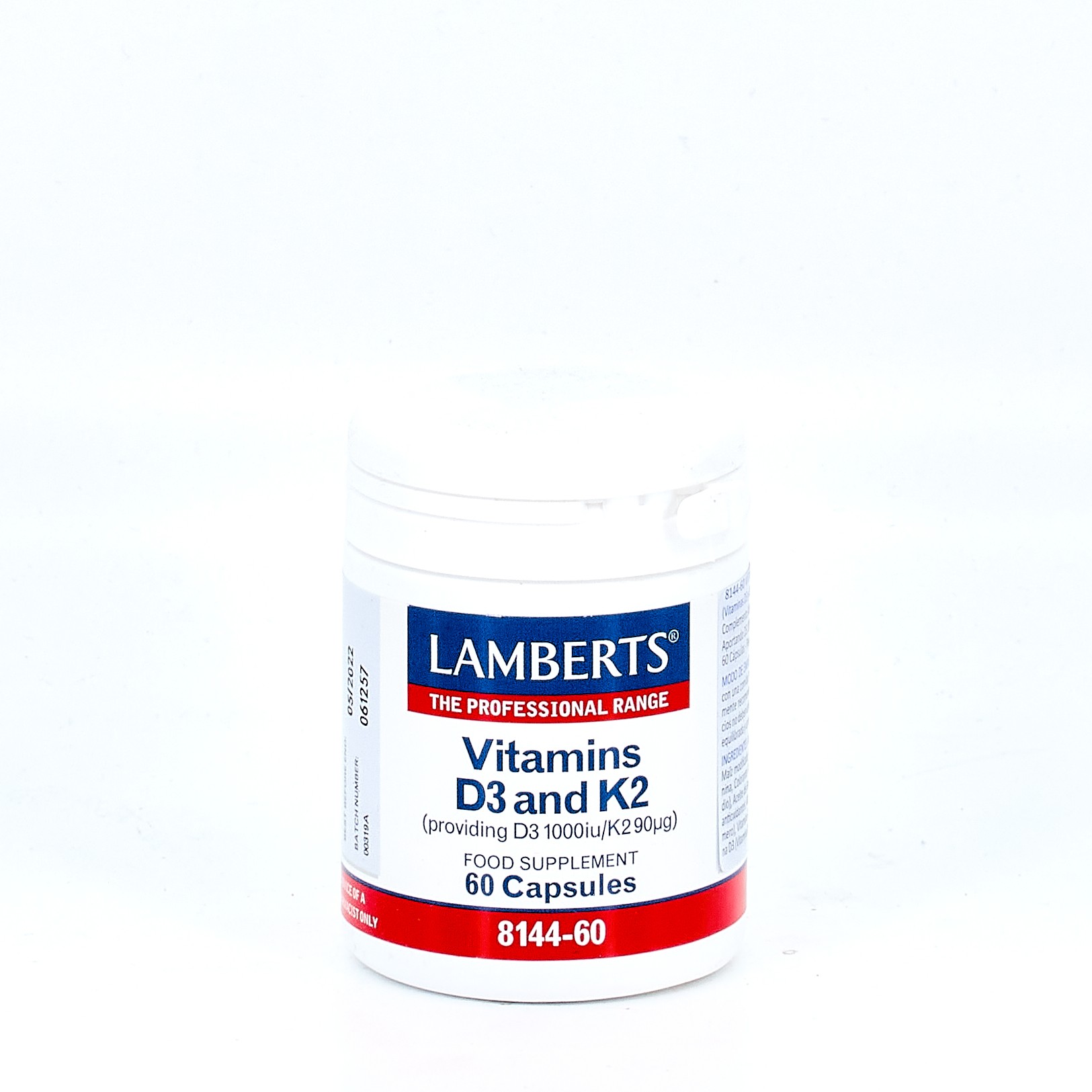 LAMBERTS Vitamina D3 & K2, 60 cápsulas.