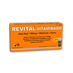 Vitamina Revitalizada Geleia Real 1000mg + Ferro + Vitaminas, 20 frascos para injetáveis