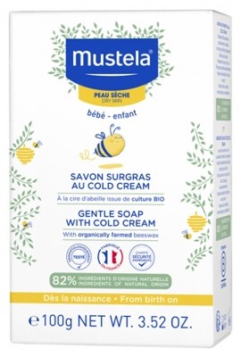 Mustela Superfat Sabonete Creme Frio e Cera de Abelha Orgânica, 150 g