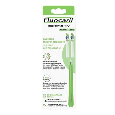 Kit inicial Fluocaril interdental PRO, alça + 2 recargas médias