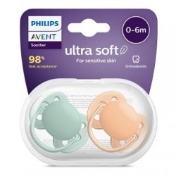 Avent ultra soft orthodontic 0-6 m, 2 sussurros