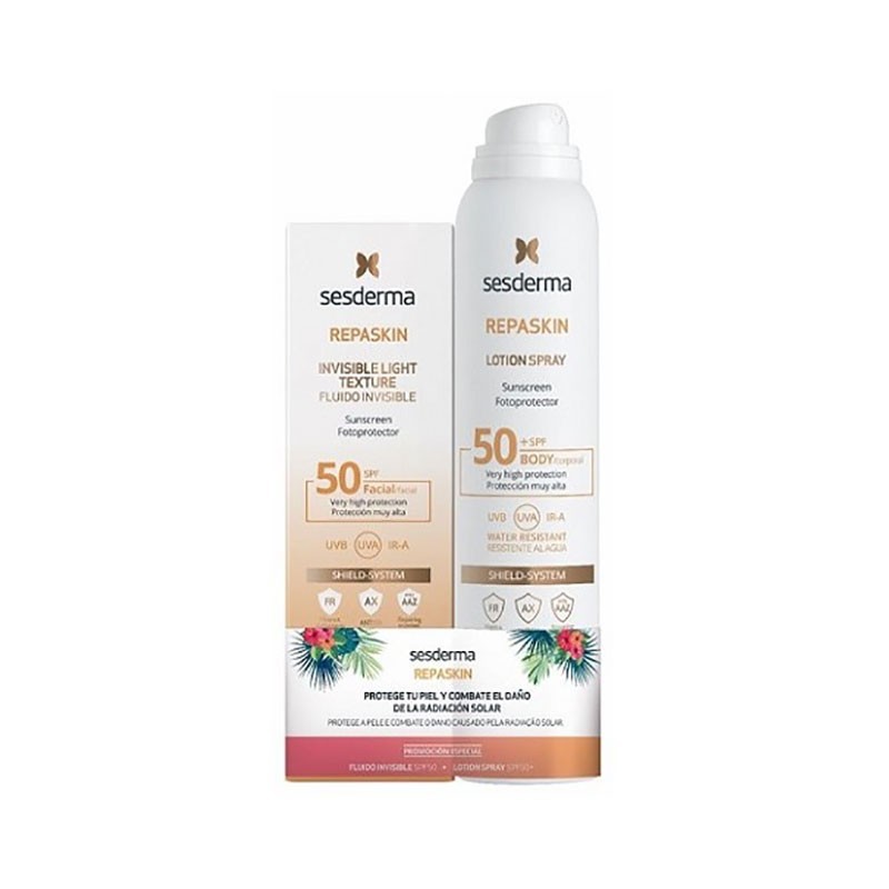 Sesderma pack repaskin fluido invisível + spray corporal transparente FPS 50'