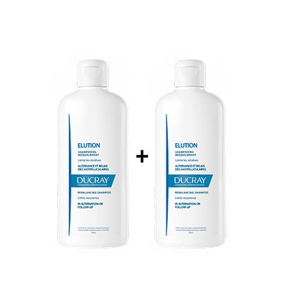 Ducray elution duplo shampoo rebalanceador, 2x400 ml