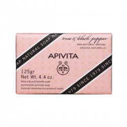 Apivita Sabonete Sólido Natural Rosa + Pimenta Preta, 125 g