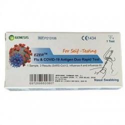 Dupla de testes de influenza A e B e COVID 19 1 unidade
