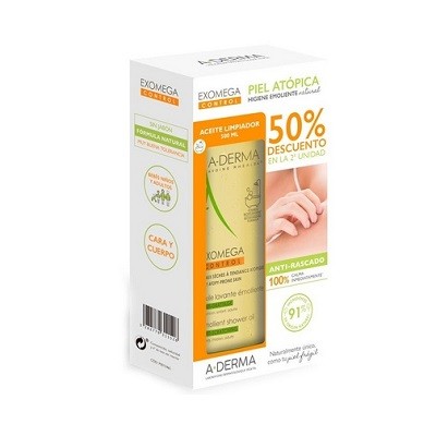 A-Derma Exomega Control Shower & Óleo de Banho Duplo Oferta, 2x500 ml