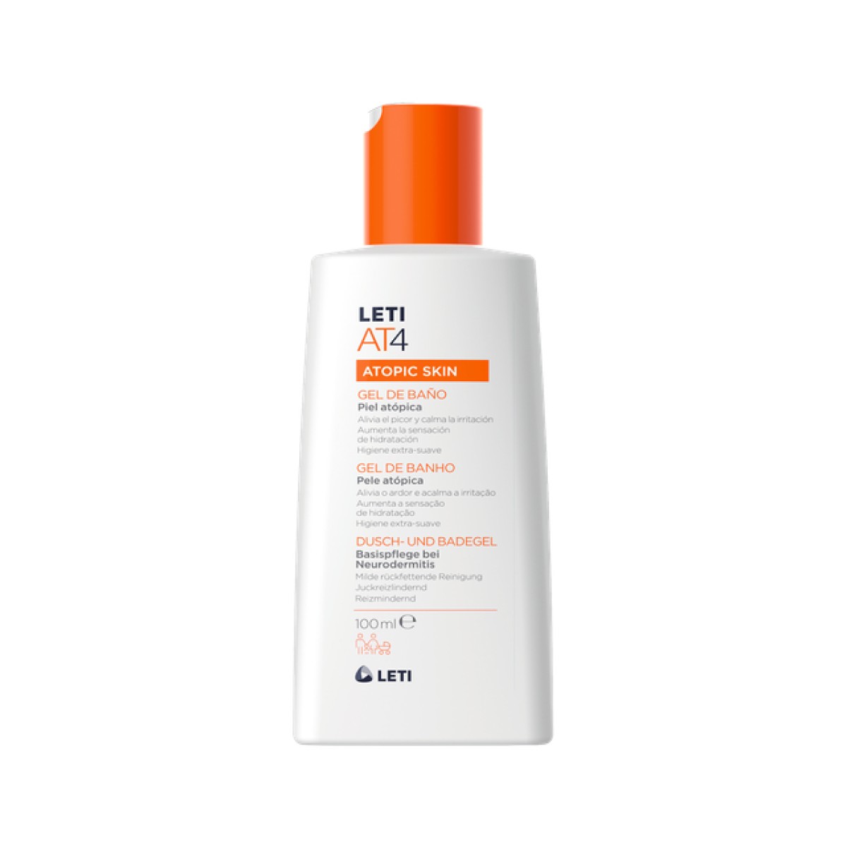 Leti AT4 Body Wash, Pele Atópica, 100 ml