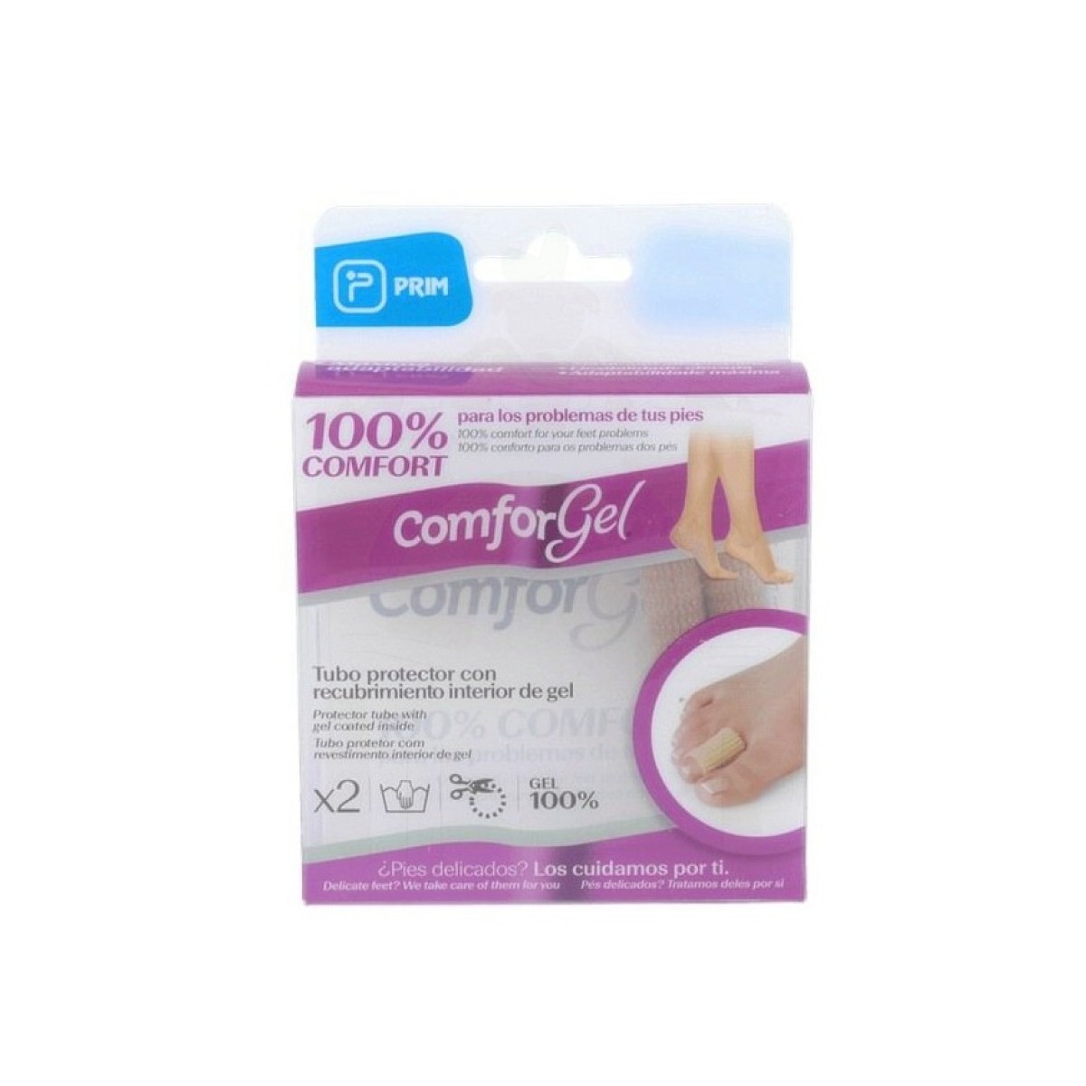 ComforGel Finger Protector Tubo Gel Revestimento Interno, Canal 2.5 cm, 2 Peças