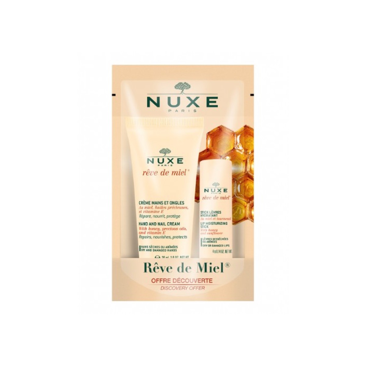 Nuxe Reve Venda de Mel Mão + Creme Labial, 30ml + 4g