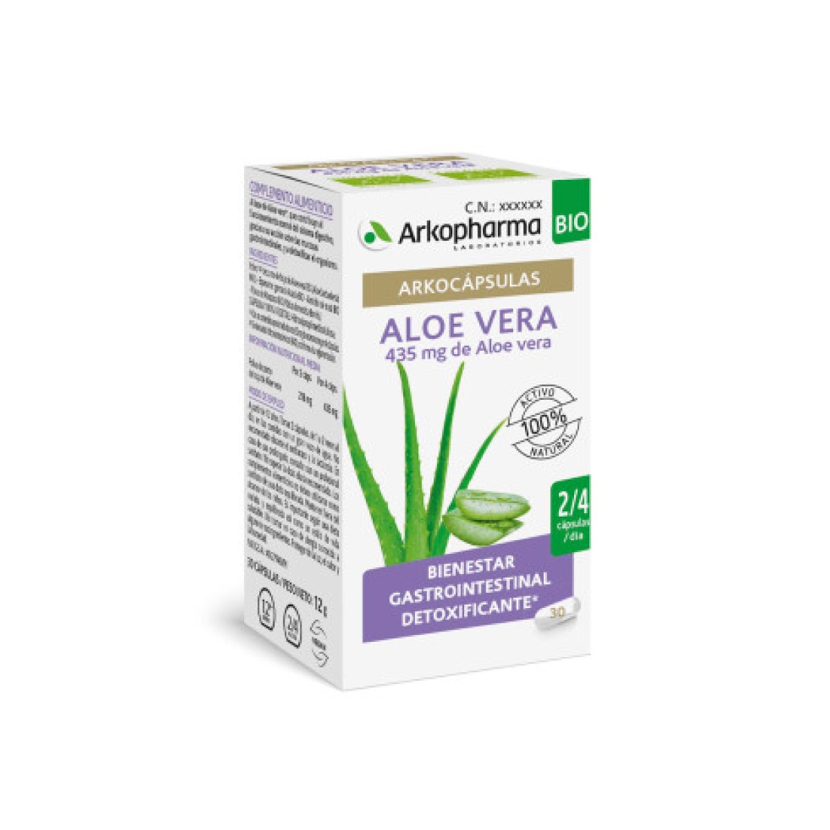 Arkocapsules Organic Aloe vera, 30 cápsulas