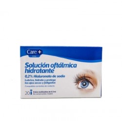 Solução oftálmica hidratante para os olhos Care+ hialuronato de sódio a 0,2%, 20 vagens
