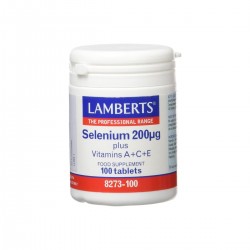 LAMBERTS Selénio 200 μg + Vitaminas A + C + E, 100 comprimidos.