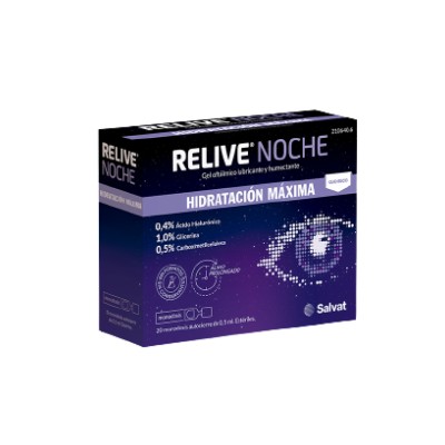 Relive Night Gel Oftálmico Lubrificante de Hidratação Máxima, 20 frascos para injetáveis de dose única