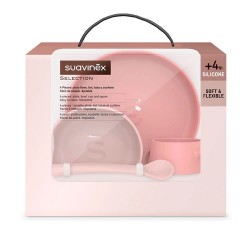 Suavinex louça infantil em silicone rosa suave