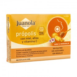 Juanola Própolis, Mel, Altea e Vitamina C, Sabor Laranja, 24 comprimidos.