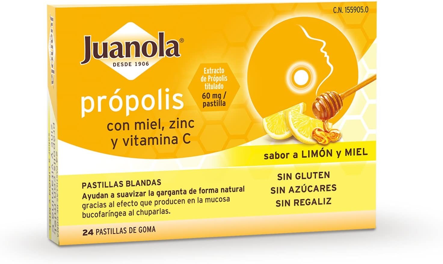 Juanola Própolis mel, zinco e vitamina C, 24 comprimidos.