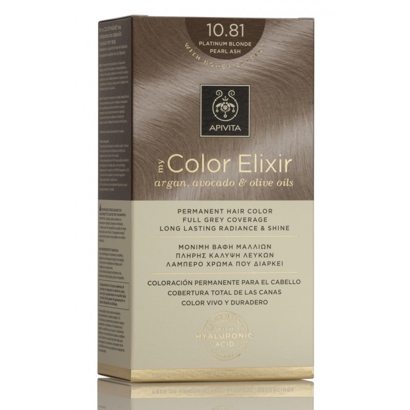 Apivita minha cor Elixir Dye 10.81, platina cinza loira pérola