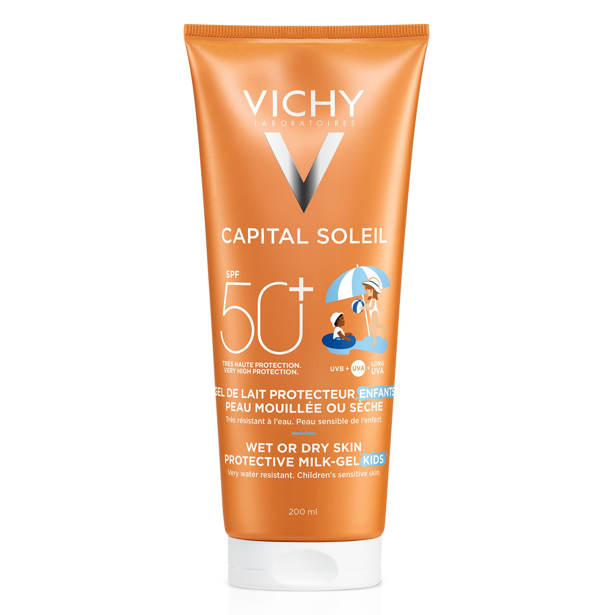 Vichy Capital Soleil gel para pele úmida FPS50+ crianças, 200 ml
