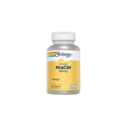 Niacina Solaray 500 mg (não esfregar), 100 cápsulas vegetarianas